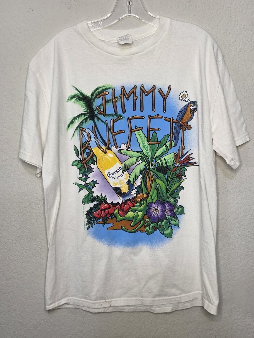 Vtg JIMMY BUFFETT Havana Daydreamin' Tee T-Shirt Men L Corona Parrot EUC
